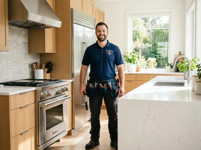 Appliance Repair Hero technician in a Atlanta, GA kitchen after an appliance repair